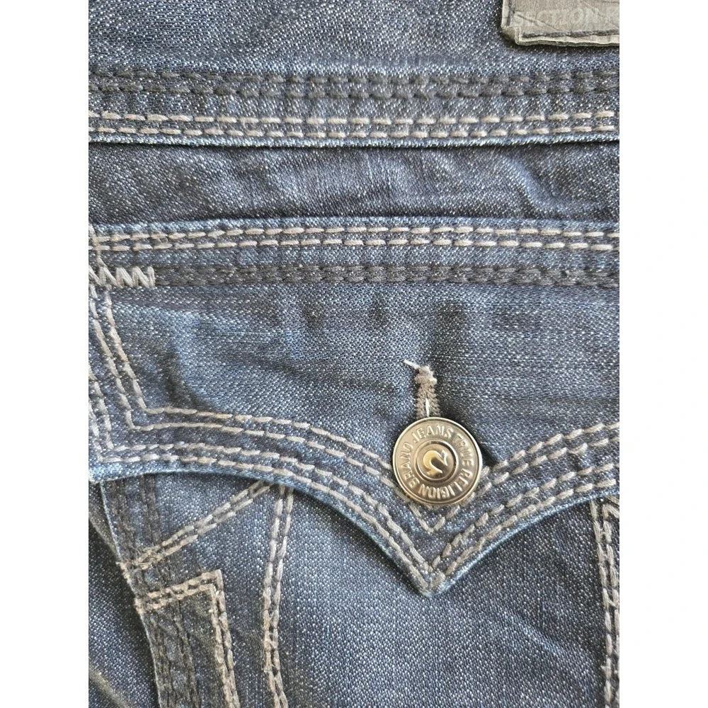 True Religion Ricky Big QT Jeans Men's 40 Medium Blue Thick Stitch Made in USA